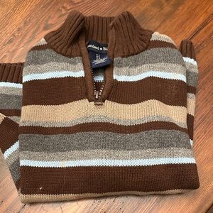 Kids' Striped Brown and Gray Sweater